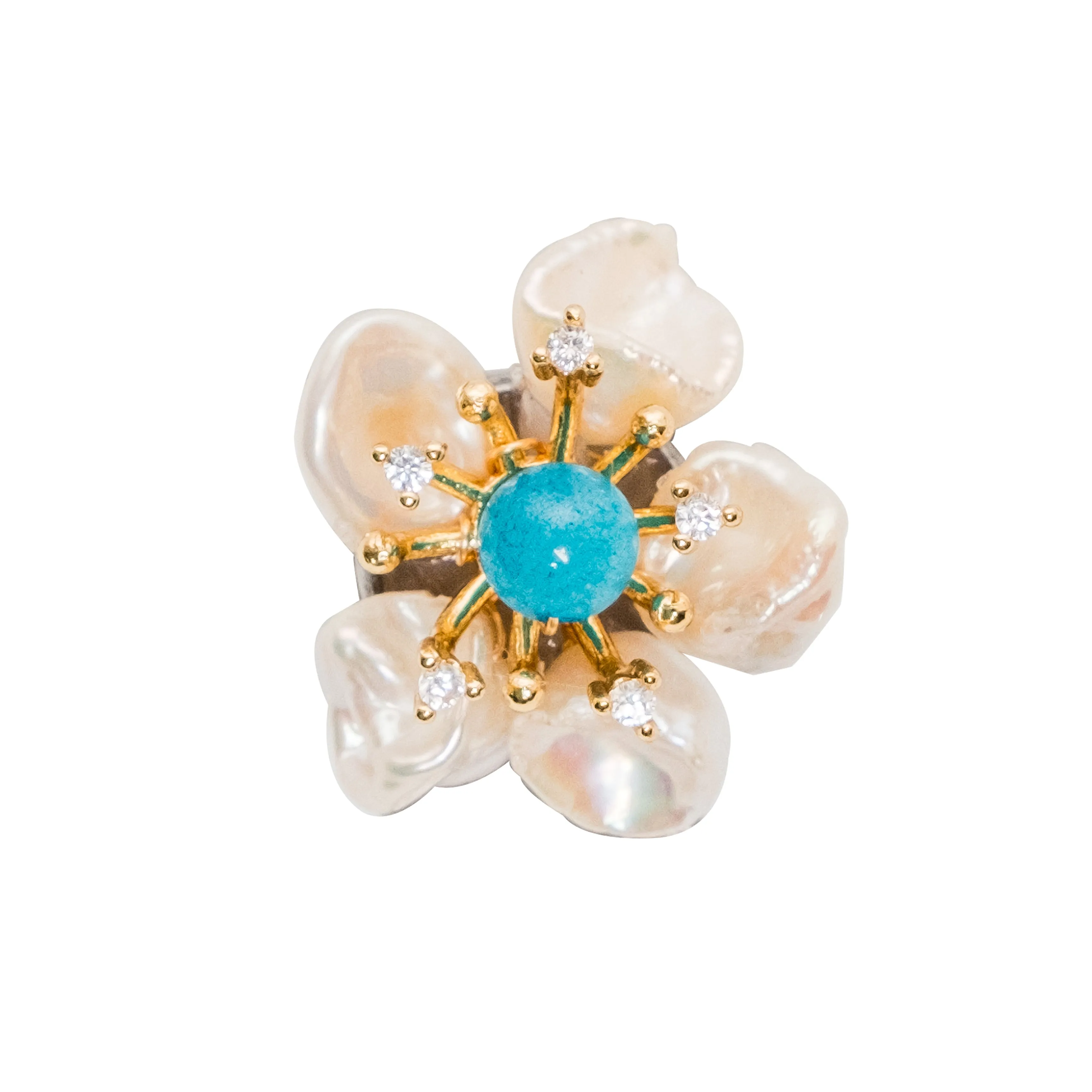 Chokore Natural Baroque Floral Brooch (Blue)