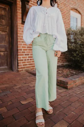 Coast To Coast Linen Pants- Green