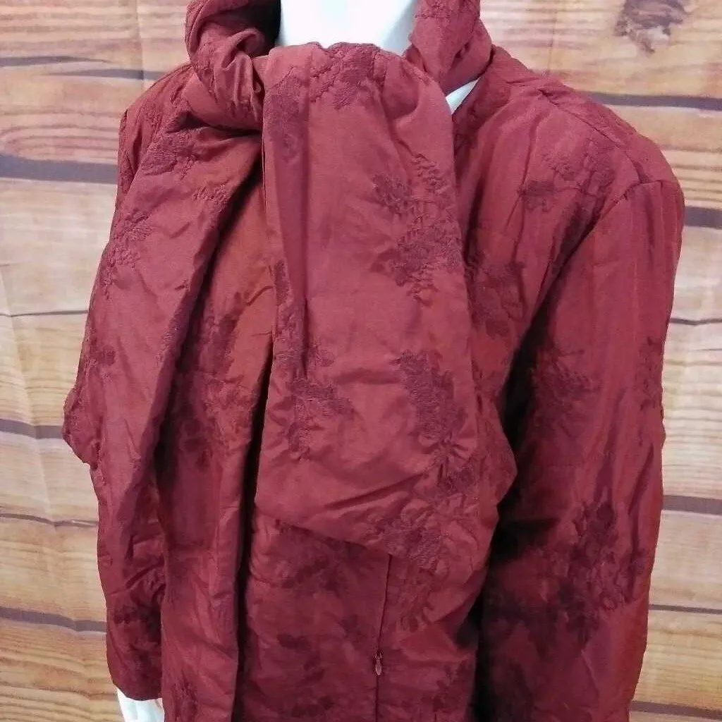 COLDWATER CREEK RED EMBROIDERED QUILTED COAT SIZE 16 TCC