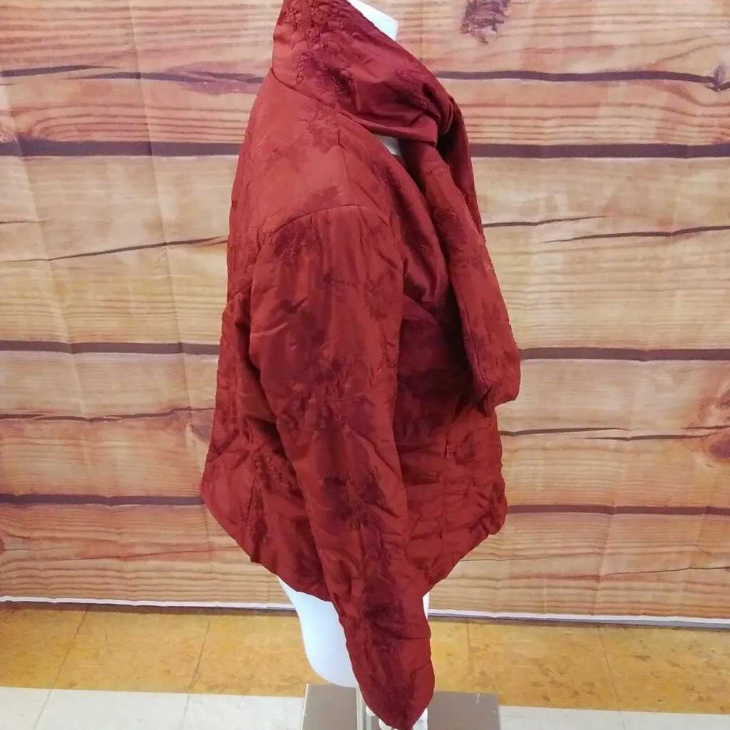 COLDWATER CREEK RED EMBROIDERED QUILTED COAT SIZE 16 TCC