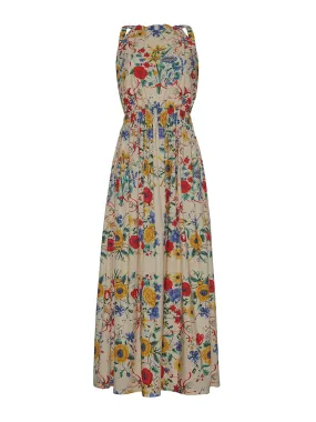 Colomba backless maxi dress in Flora Scarf Turtledove