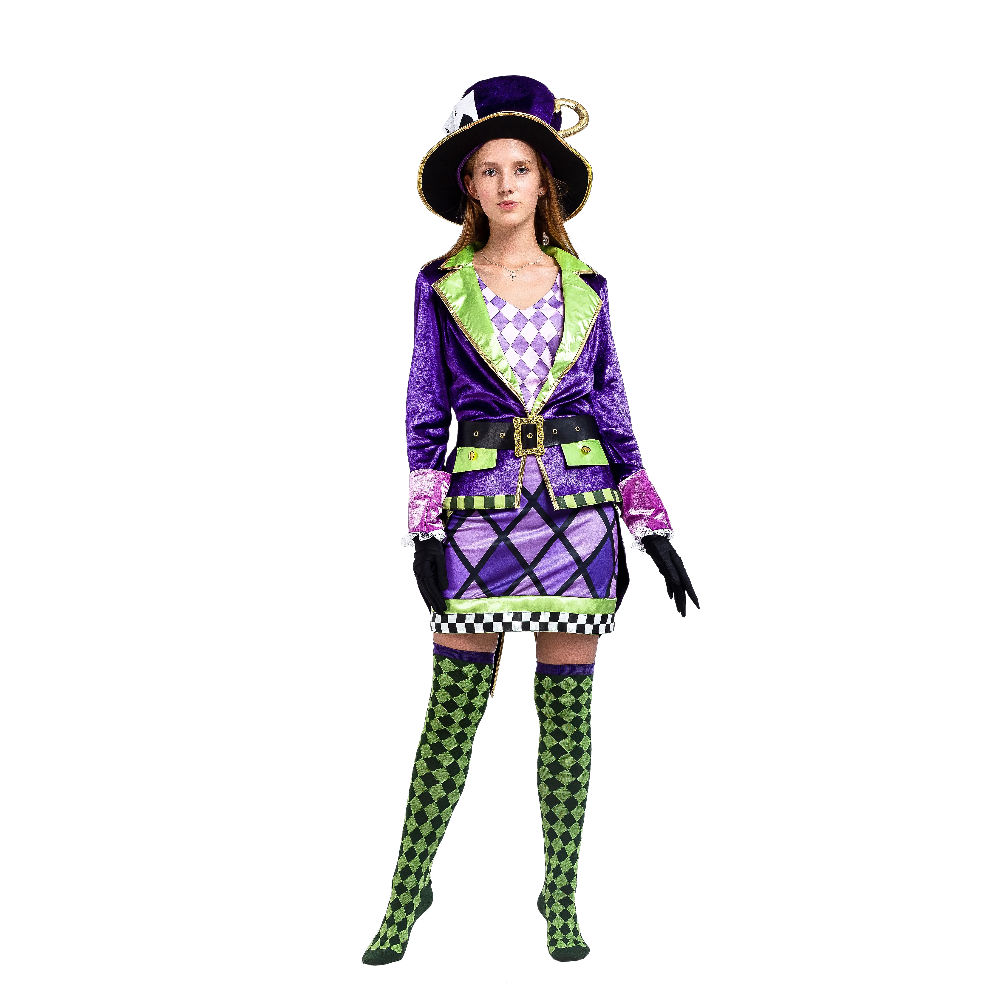 Crazy Mad Hatter Purple Victorian Circus Costumes for Women Cosplay- Adult