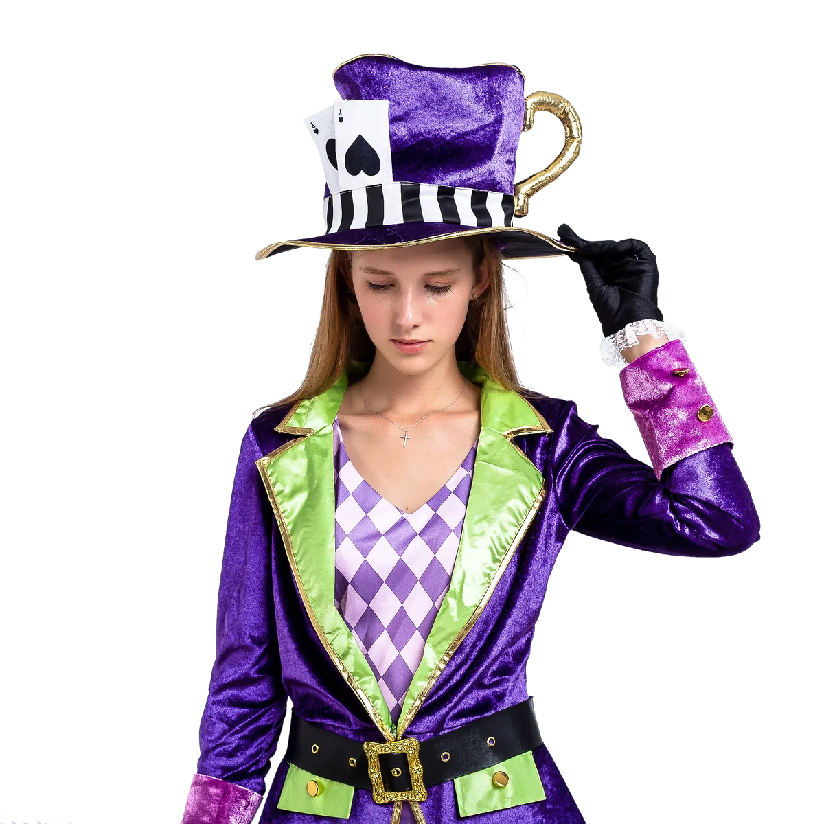 Crazy Mad Hatter Purple Victorian Circus Costumes for Women Cosplay- Adult