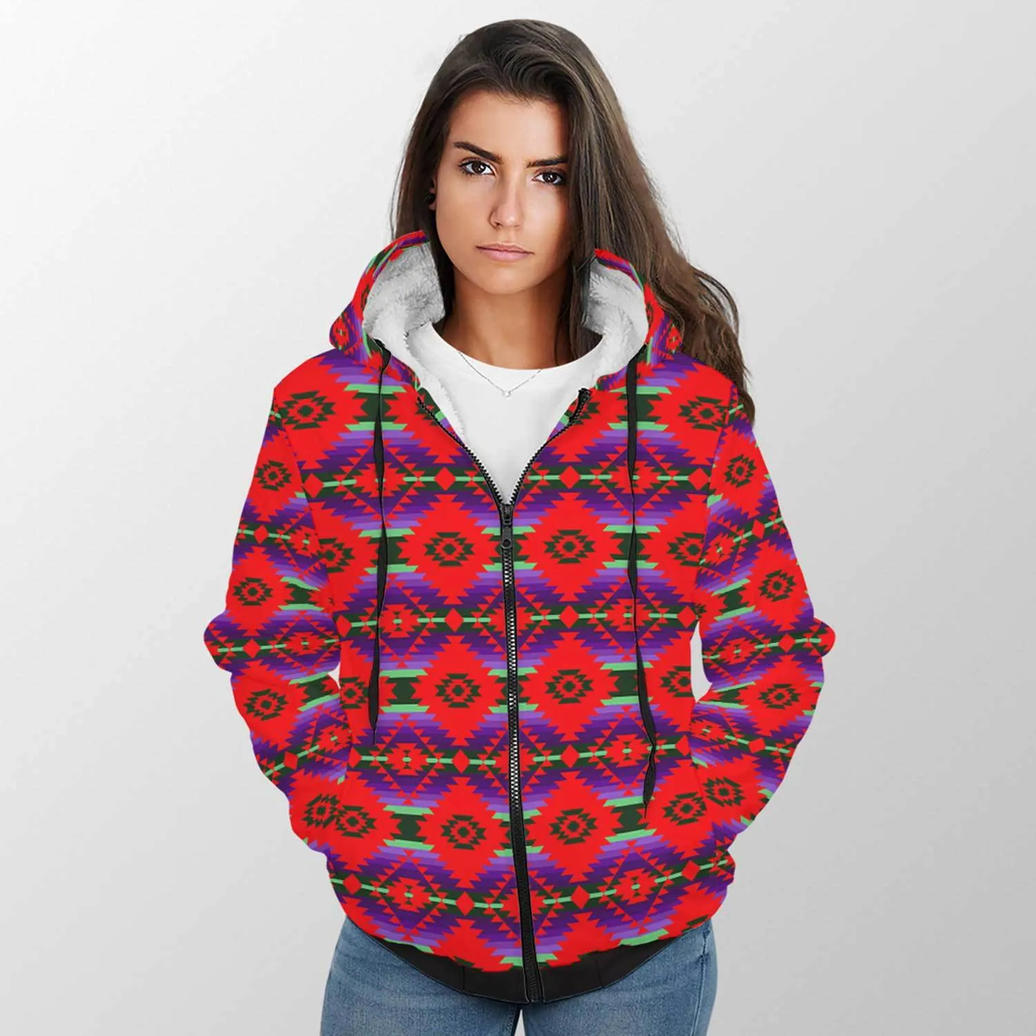 Cree Confederacy Chicken Dance Sherpa Hoodie