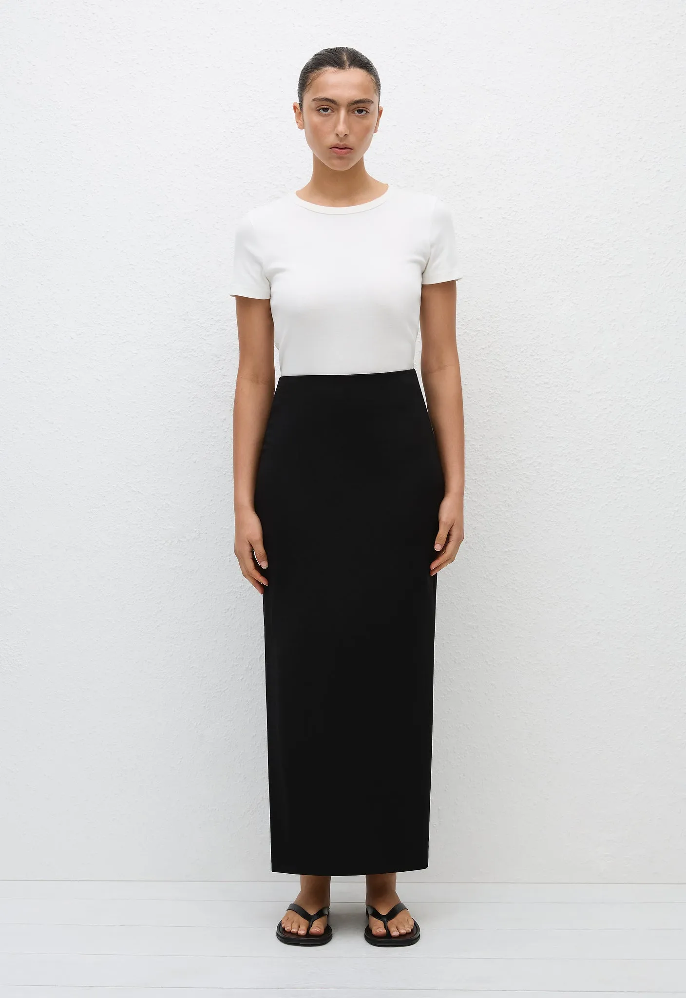 Crepe Column Skirt - Black