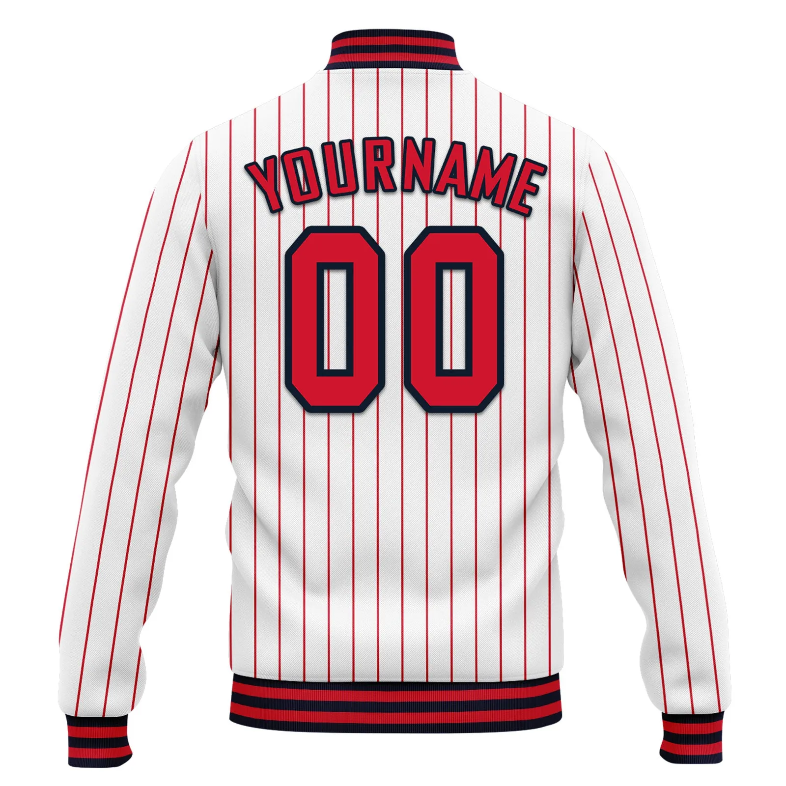 Custom White Red Stripe Fashion Jacket Bomber Full-Snap Varsity Letterman Personalized Jacket FZ005-D020219-4