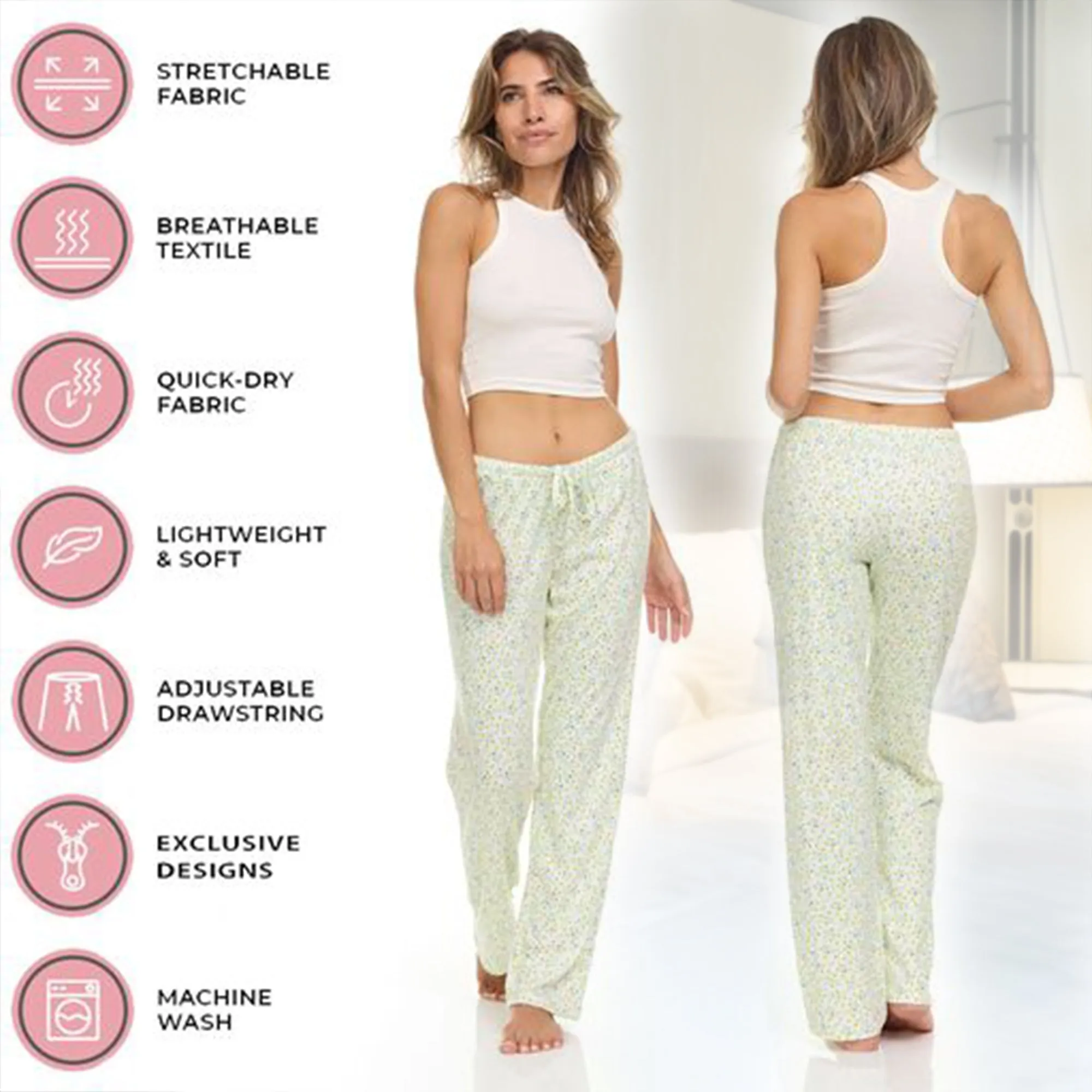 DARESAY Women’s Printed Lounge Pants – Comfortable Long Pajama Pants For Women [Pack of 3]