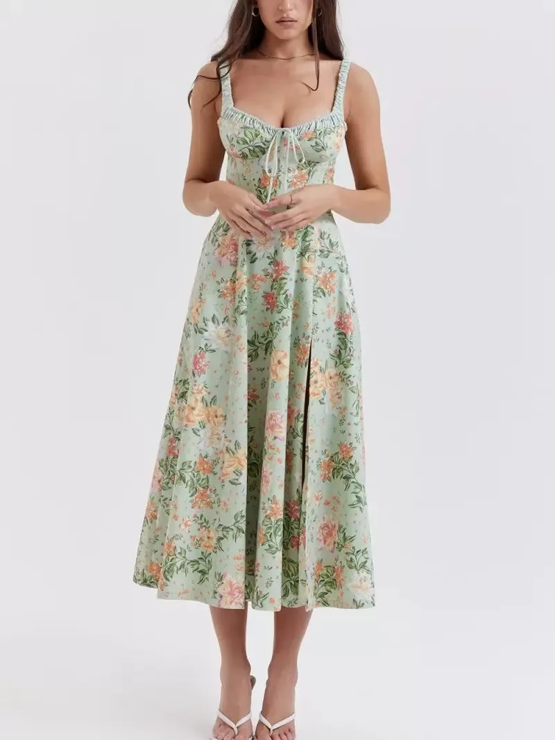 Deisy Floral Midi Dress in Green