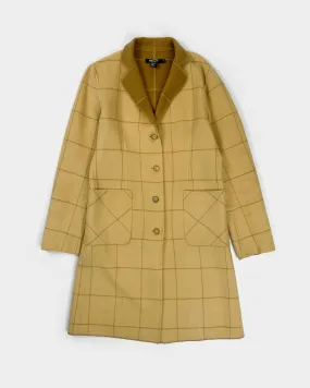 DKNY Beige Squares Pattern Long Coat 1980's