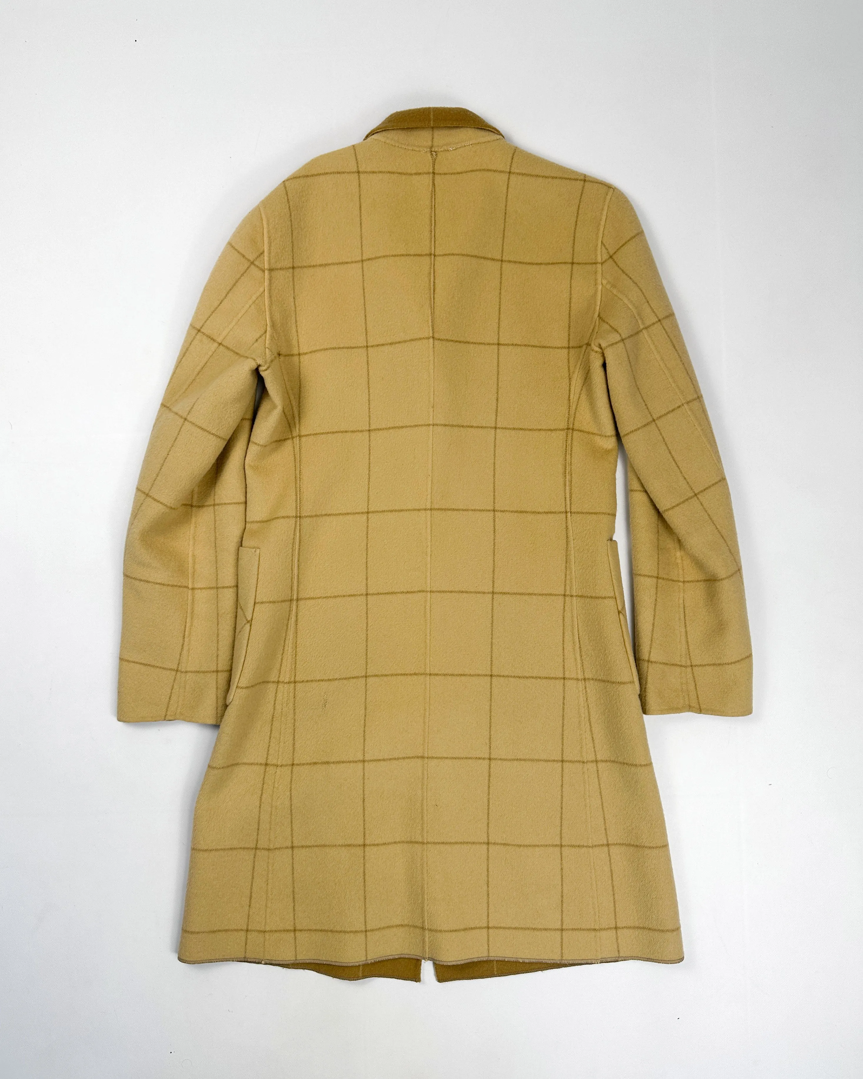 DKNY Beige Squares Pattern Long Coat 1980's