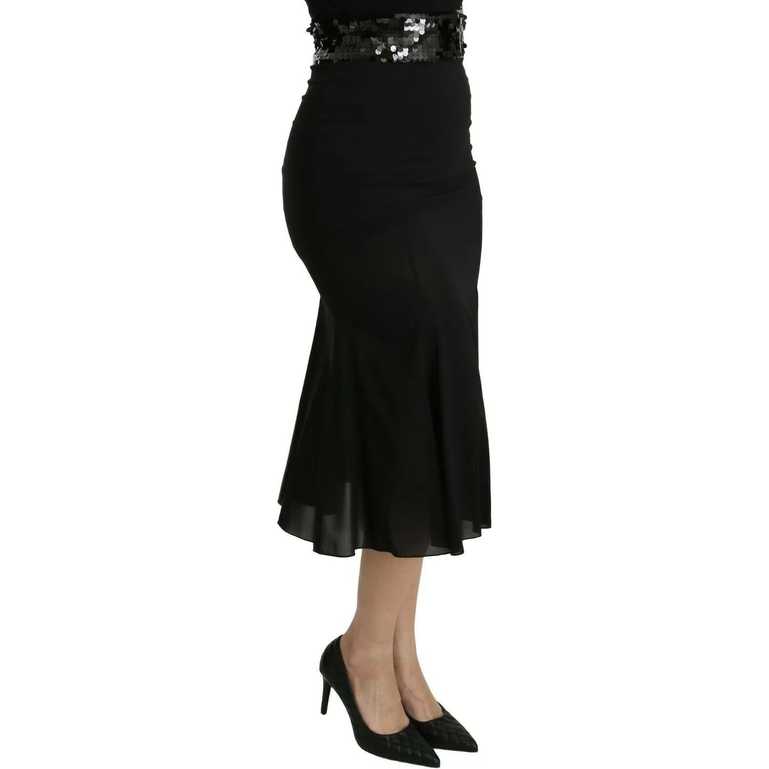 Dolce & Gabbana Chic High Waist Black Silk Blend Skirt