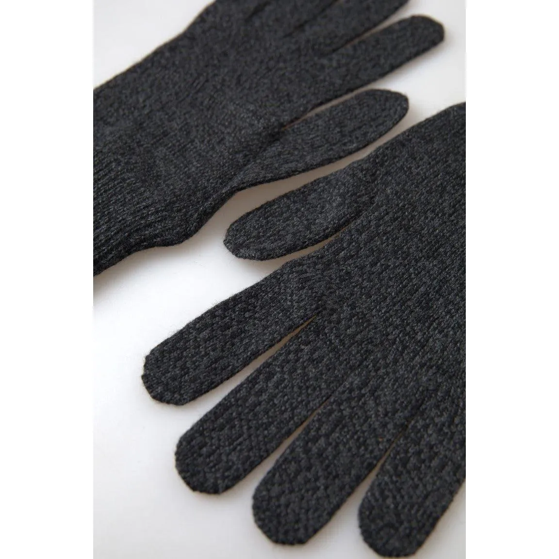 Dolce & Gabbana Elegant Virgin Wool Winter Gloves in Gray