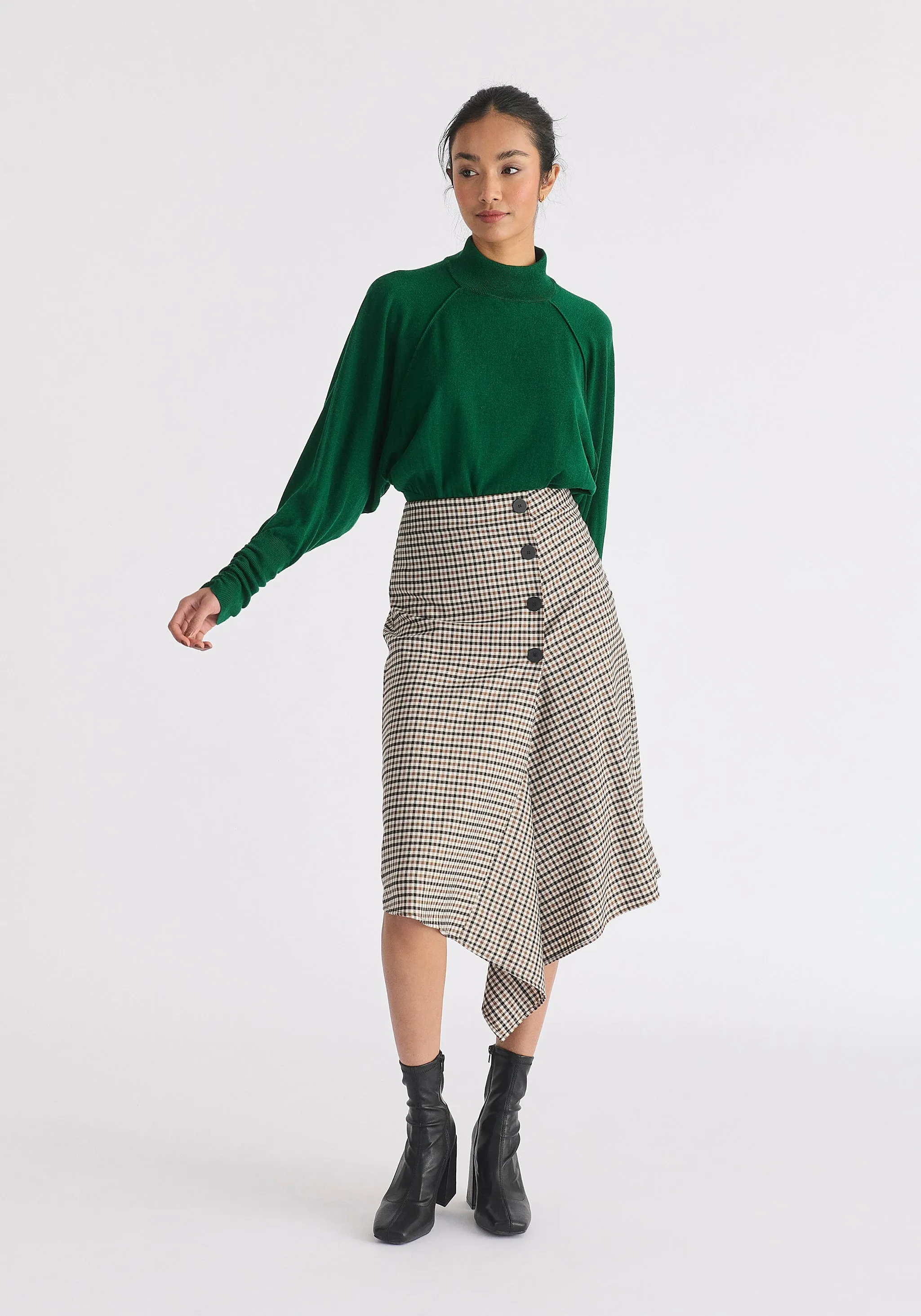 Draped Check Skirt