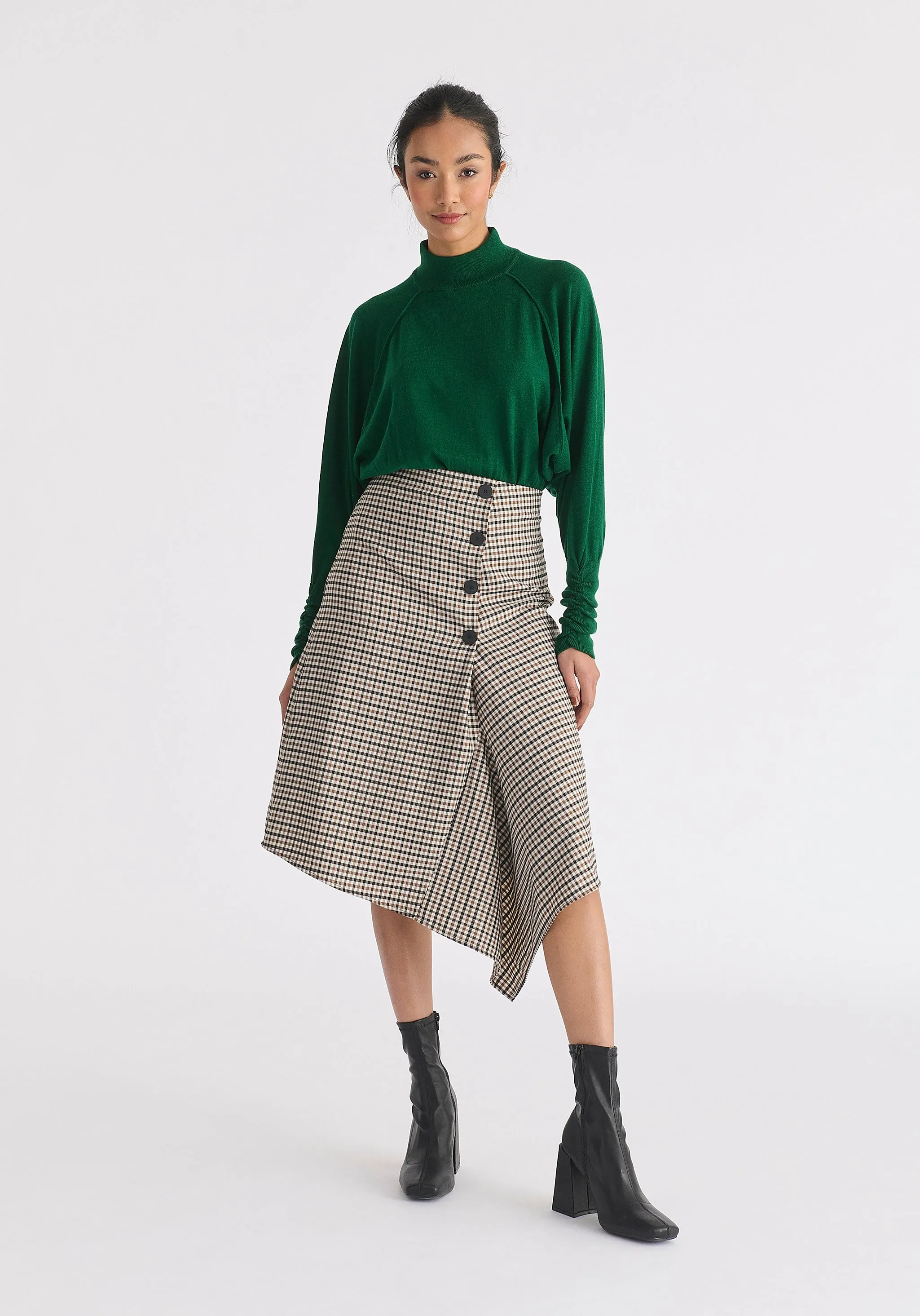 Draped Check Skirt