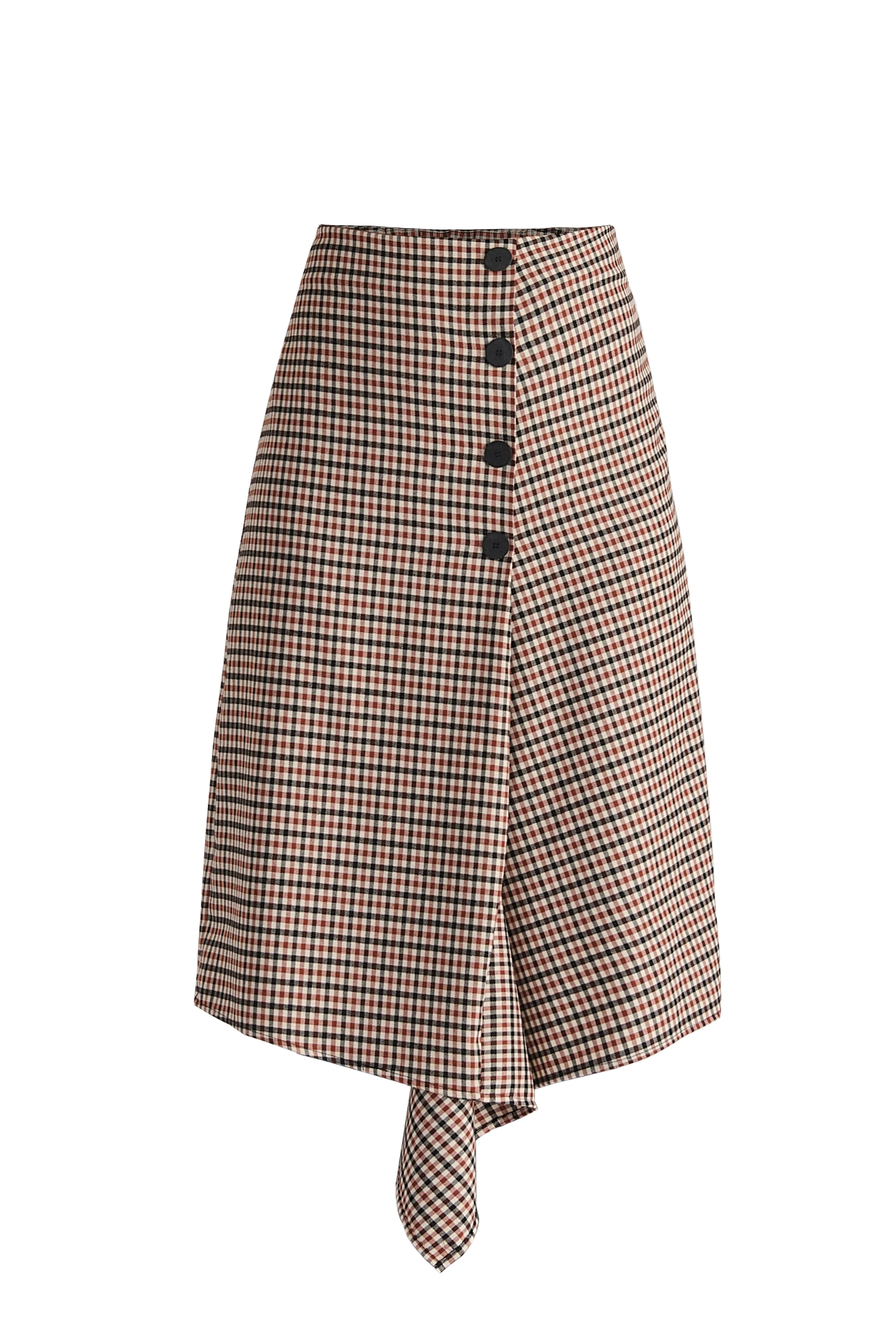 Draped Check Skirt