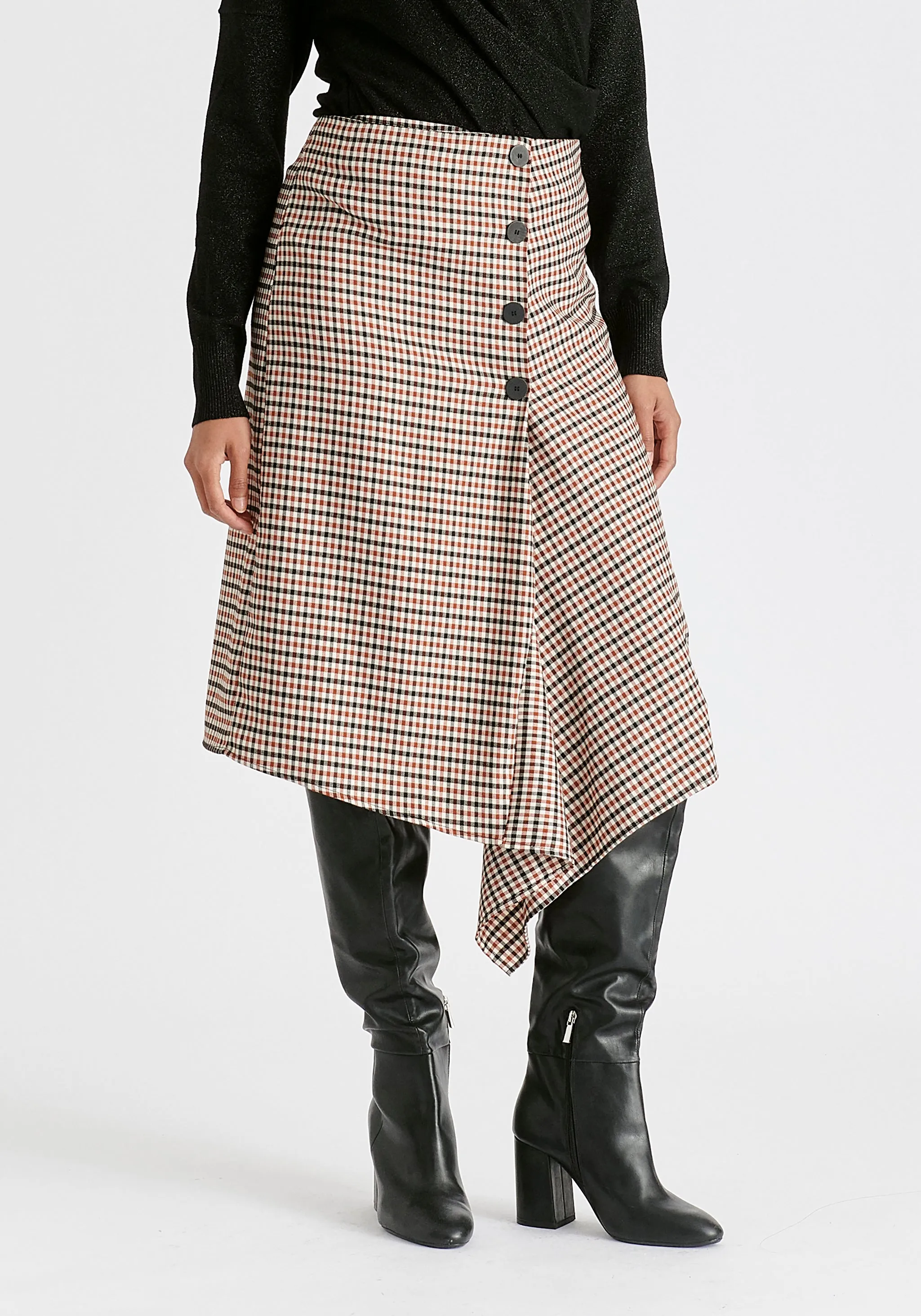 Draped Check Skirt