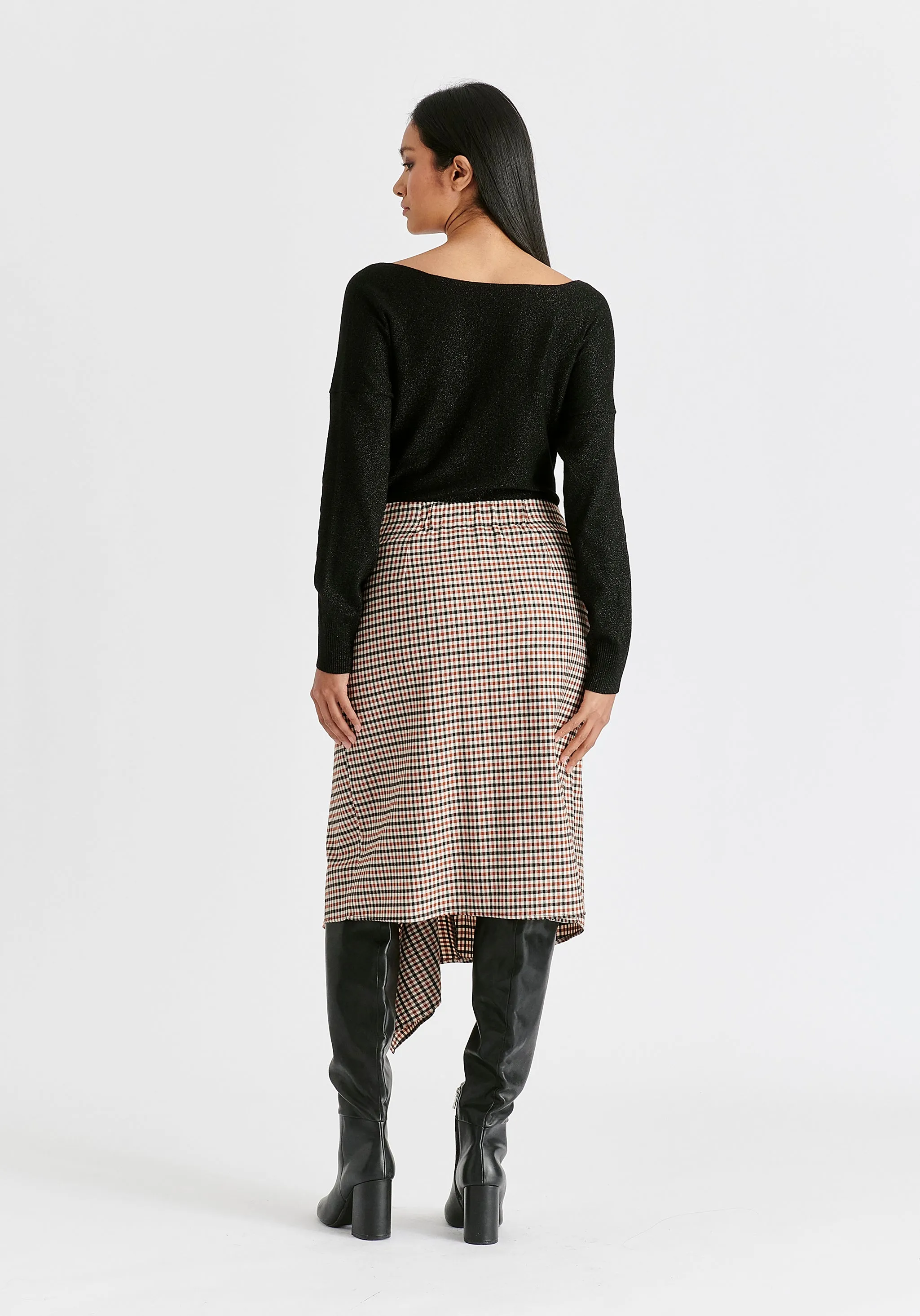 Draped Check Skirt