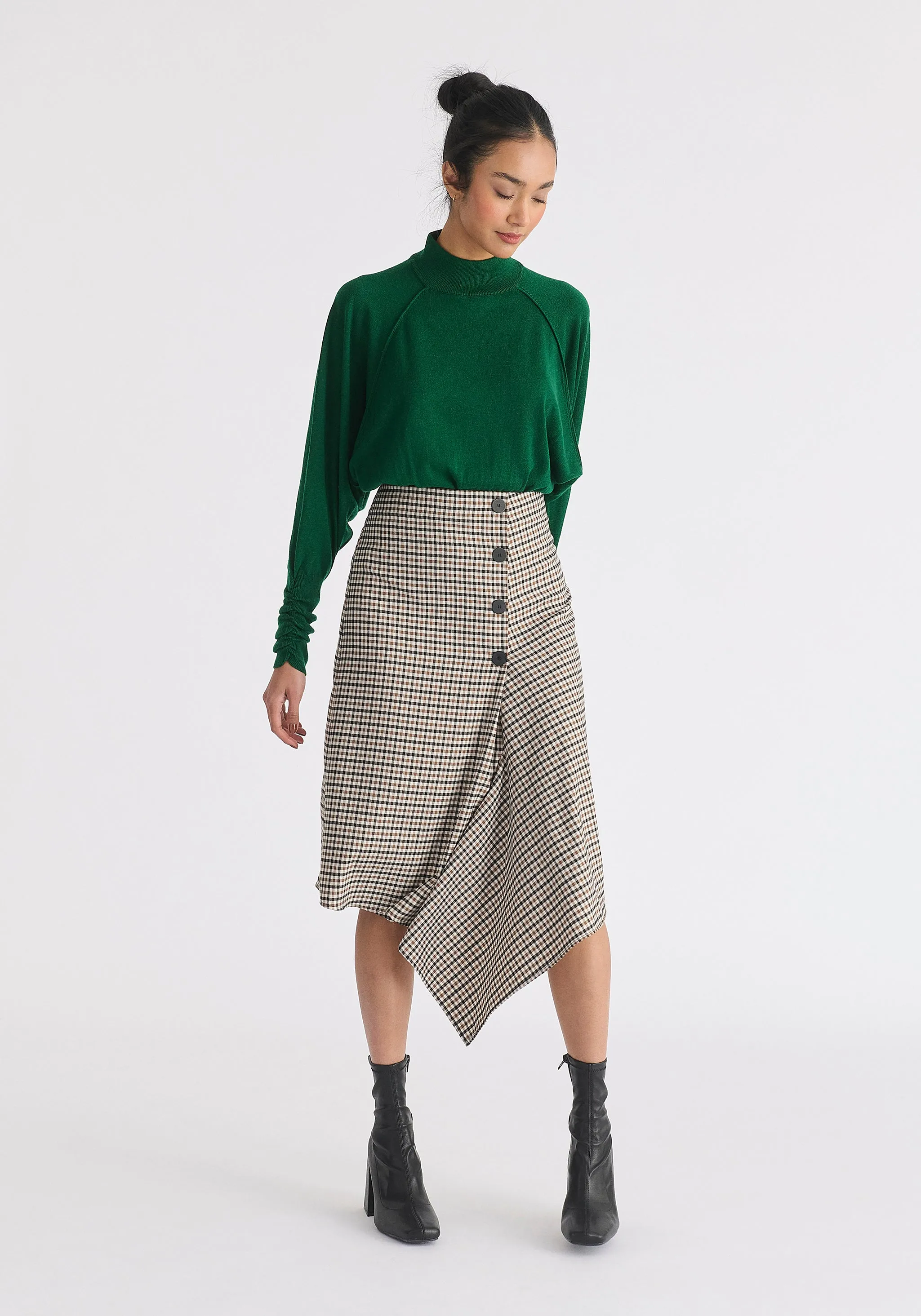 Draped Check Skirt