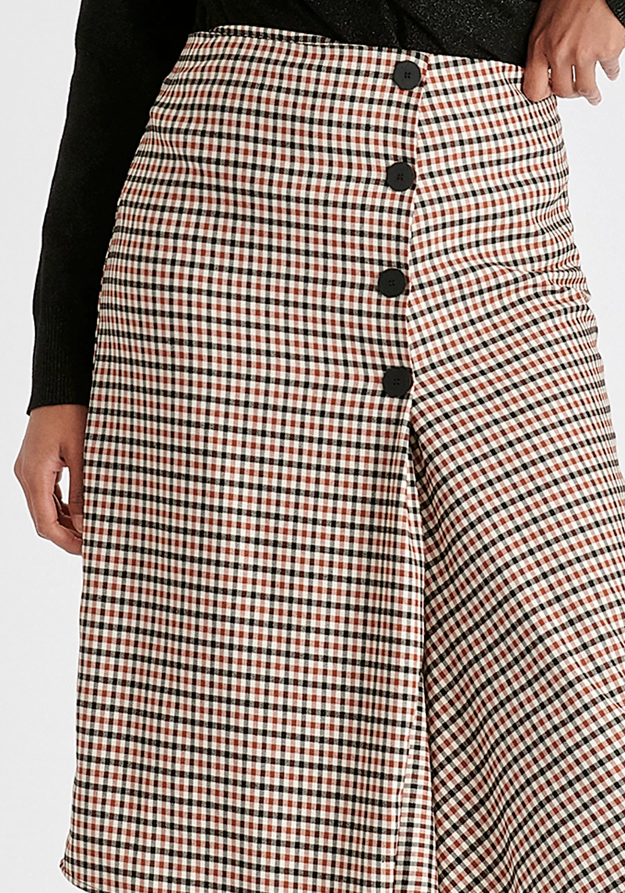 Draped Check Skirt