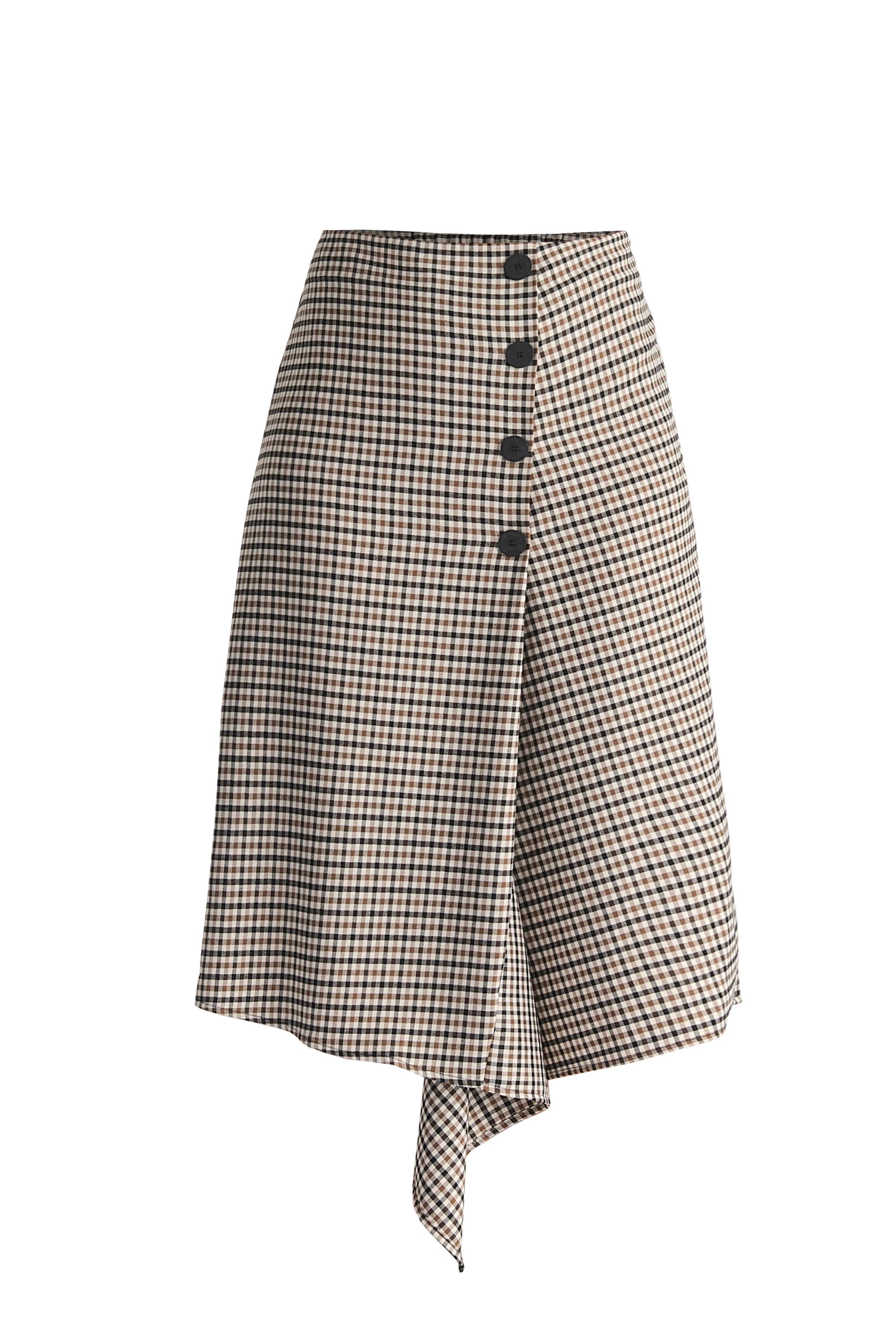 Draped Check Skirt