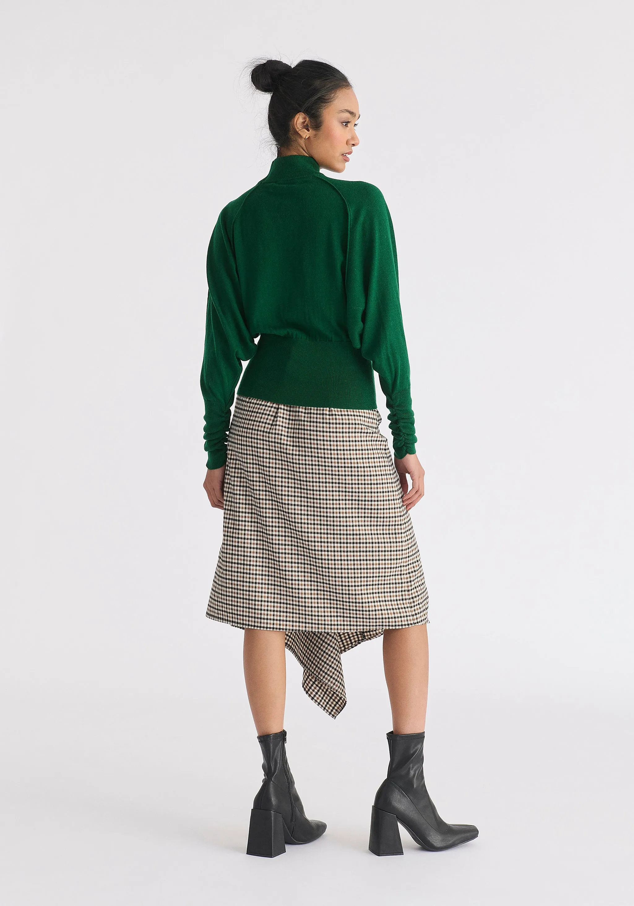 Draped Check Skirt