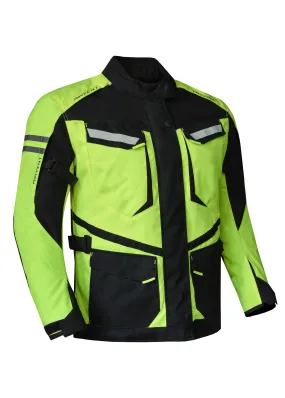 Dream Apparel Mens Motorcycle jacket Hi Vis Neon Flourecent Color, Armored Protective Round Neck