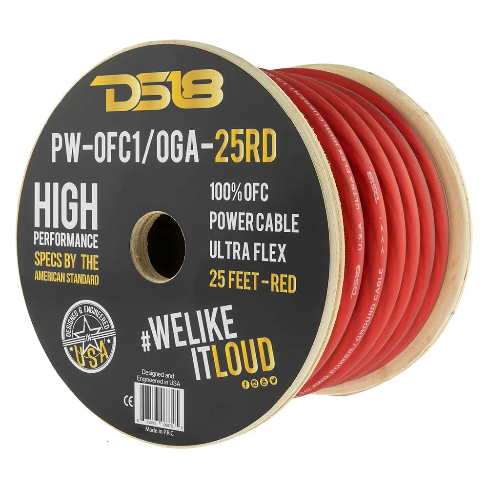 DS18 1/0-GA 100% OFC Ground, Power Cable, 25 Feet