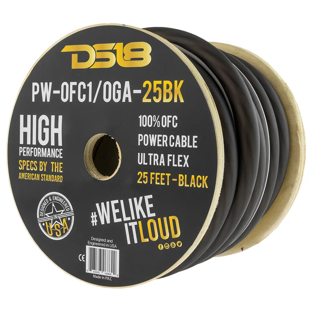 DS18 1/0-GA 100% OFC Ground, Power Cable, 25 Feet