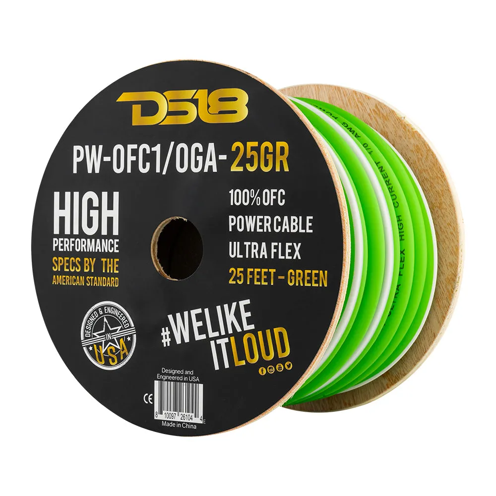 DS18 1/0-GA 100% OFC Ground, Power Cable, 25 Feet