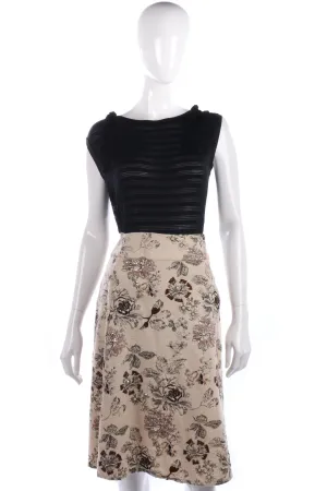 Embroidered skirt cream and black floral with embroidery size 8