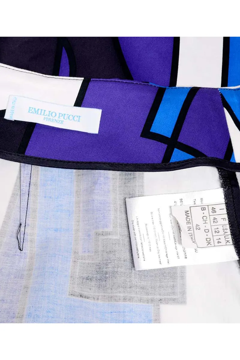 Emilio Pucci 2 Piece Abstract Geometric Skirt W Purple Jersey Top & Sash