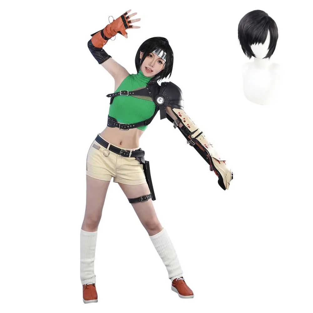 Final Fantasy VII Yuffie Kisaragi Women Green Set Party Carnival Halloween Cosplay Costume