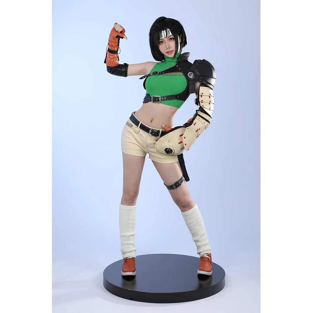 Final Fantasy VII Yuffie Kisaragi Women Green Set Party Carnival Halloween Cosplay Costume