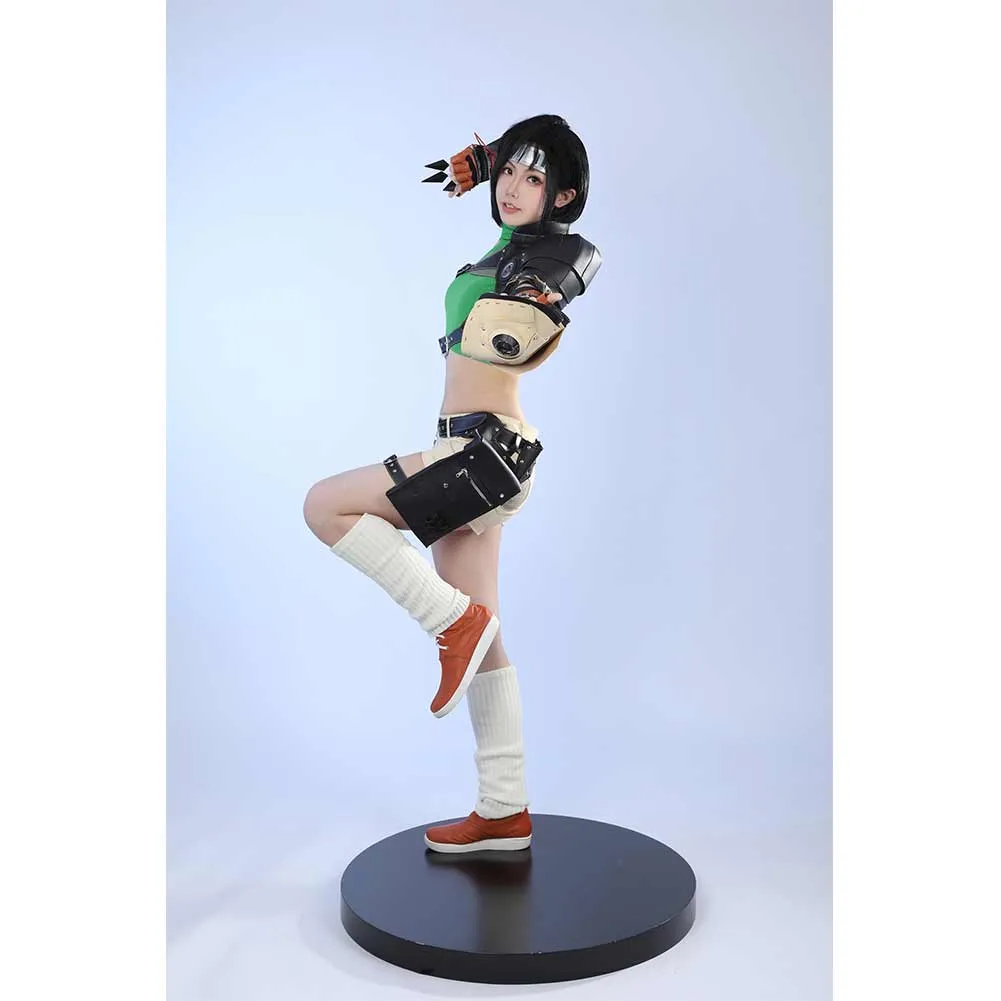 Final Fantasy VII Yuffie Kisaragi Women Green Set Party Carnival Halloween Cosplay Costume