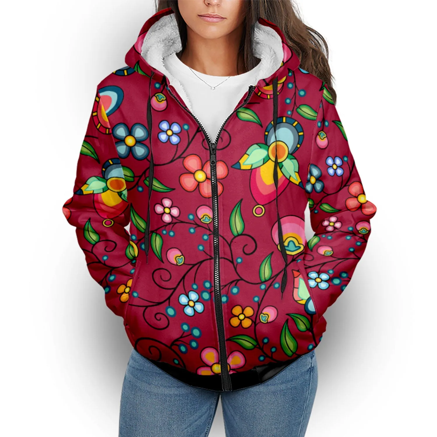 Floral Bounty Magenta Sherpa Hoodie