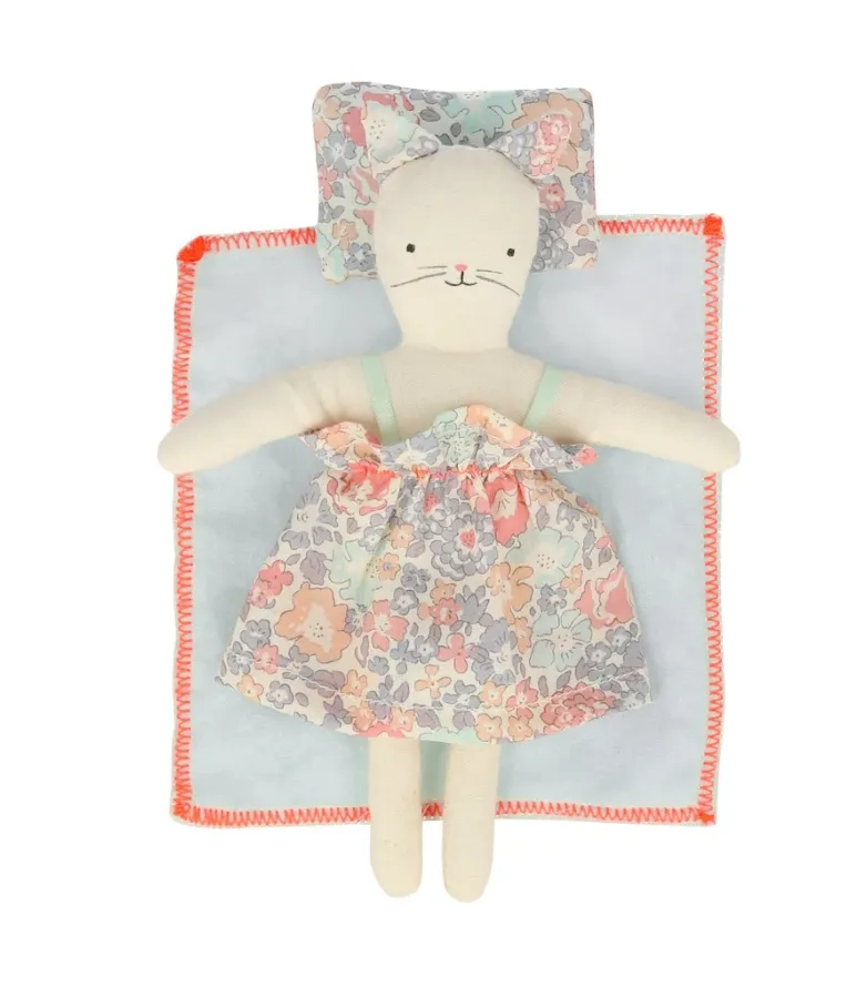 Floral Kitty Mini Suitcase Doll