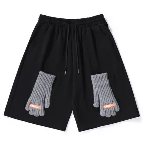 Fun wool five-finger gloves letter label loose cotton shorts