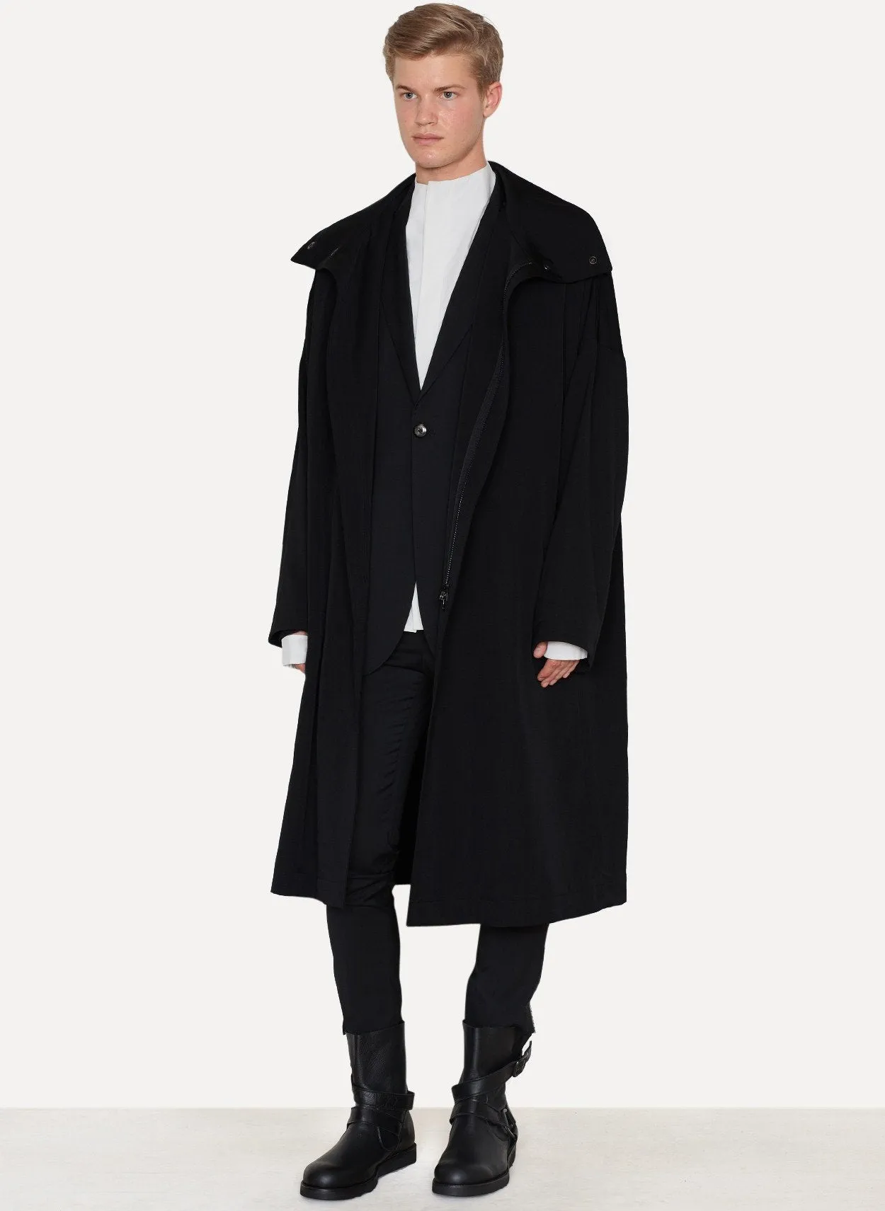 Gabardine Stand Collar Coat