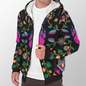 Geometric Floral Fall Sherpa Hoodie