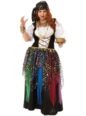 Glittering Gypsy Womens Plus Size Fortune Teller Costume