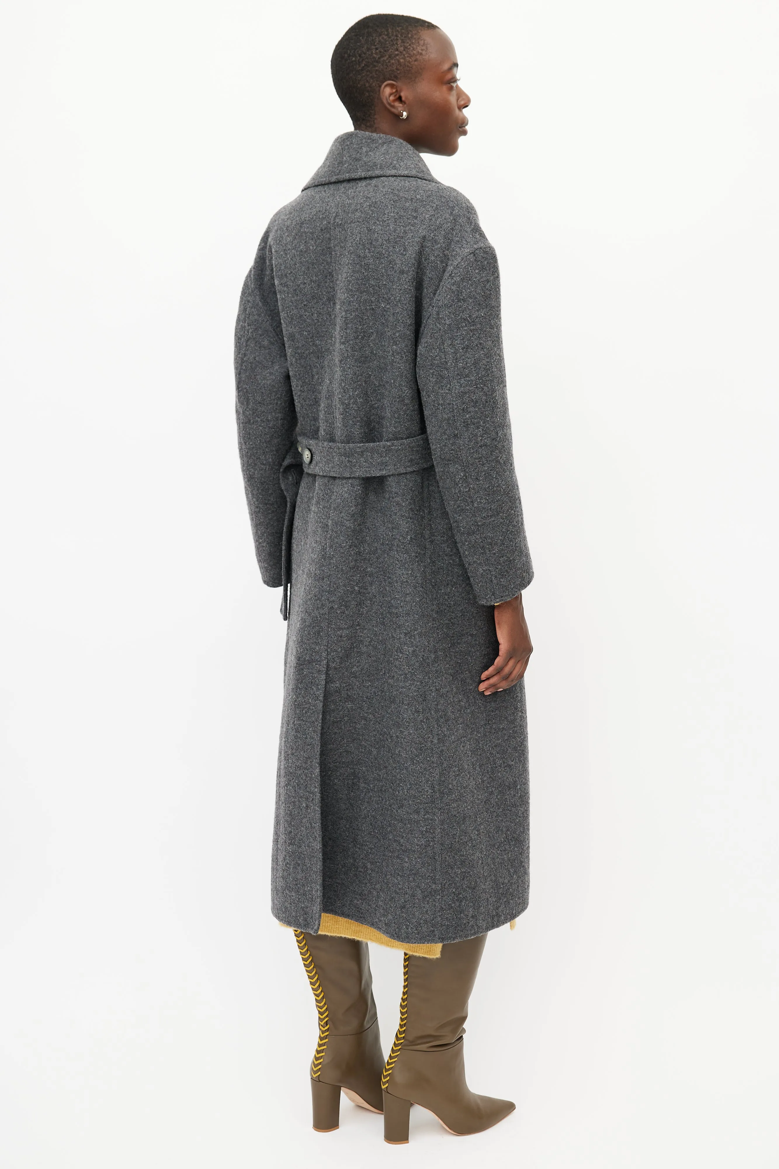 Grey Double Breasted Wool Coat