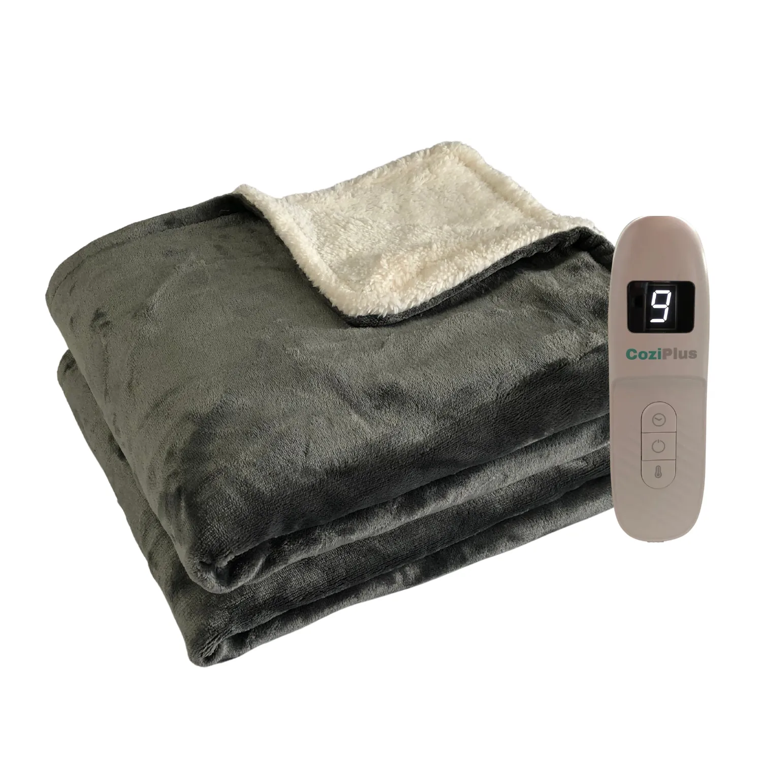 Grey Electric Heated Sherpa Throw