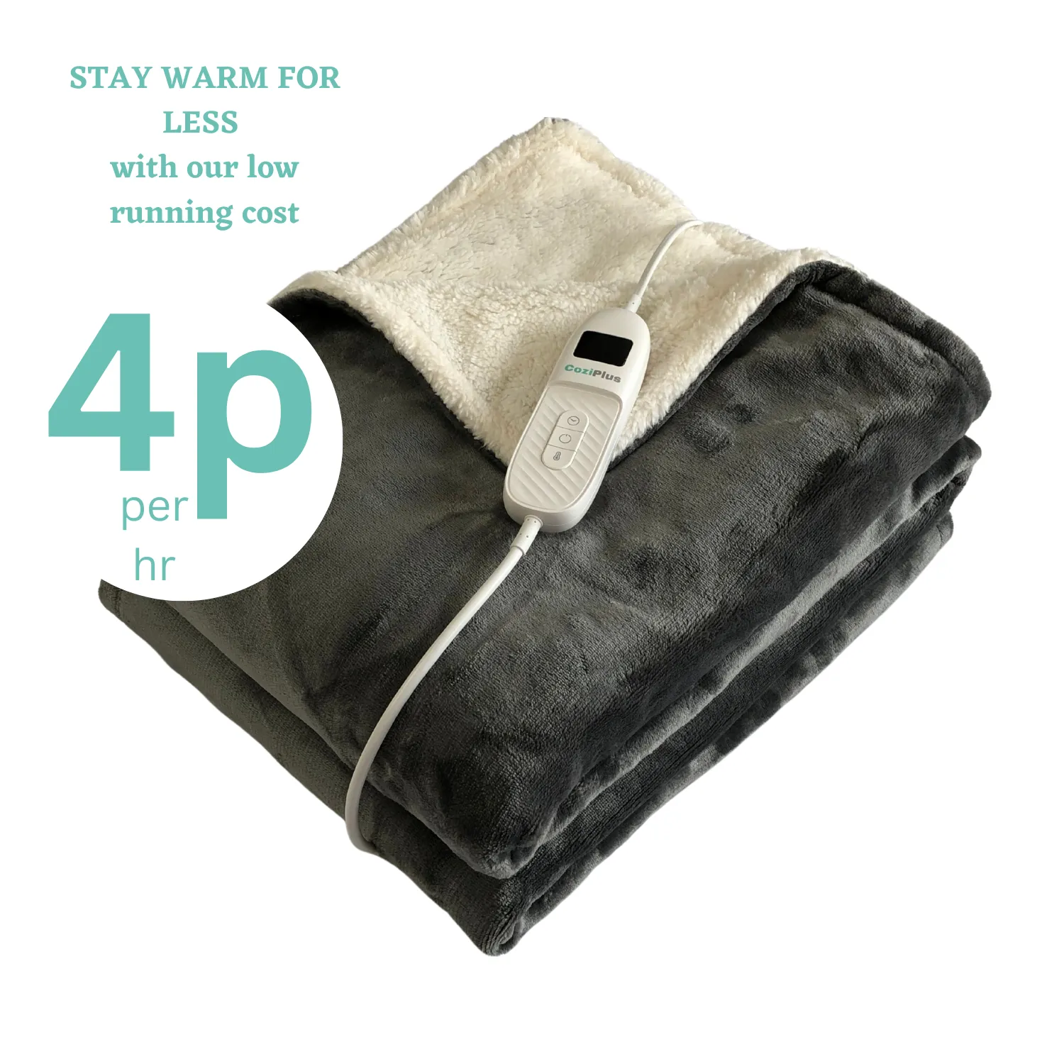 Grey Electric Heated Sherpa Throw