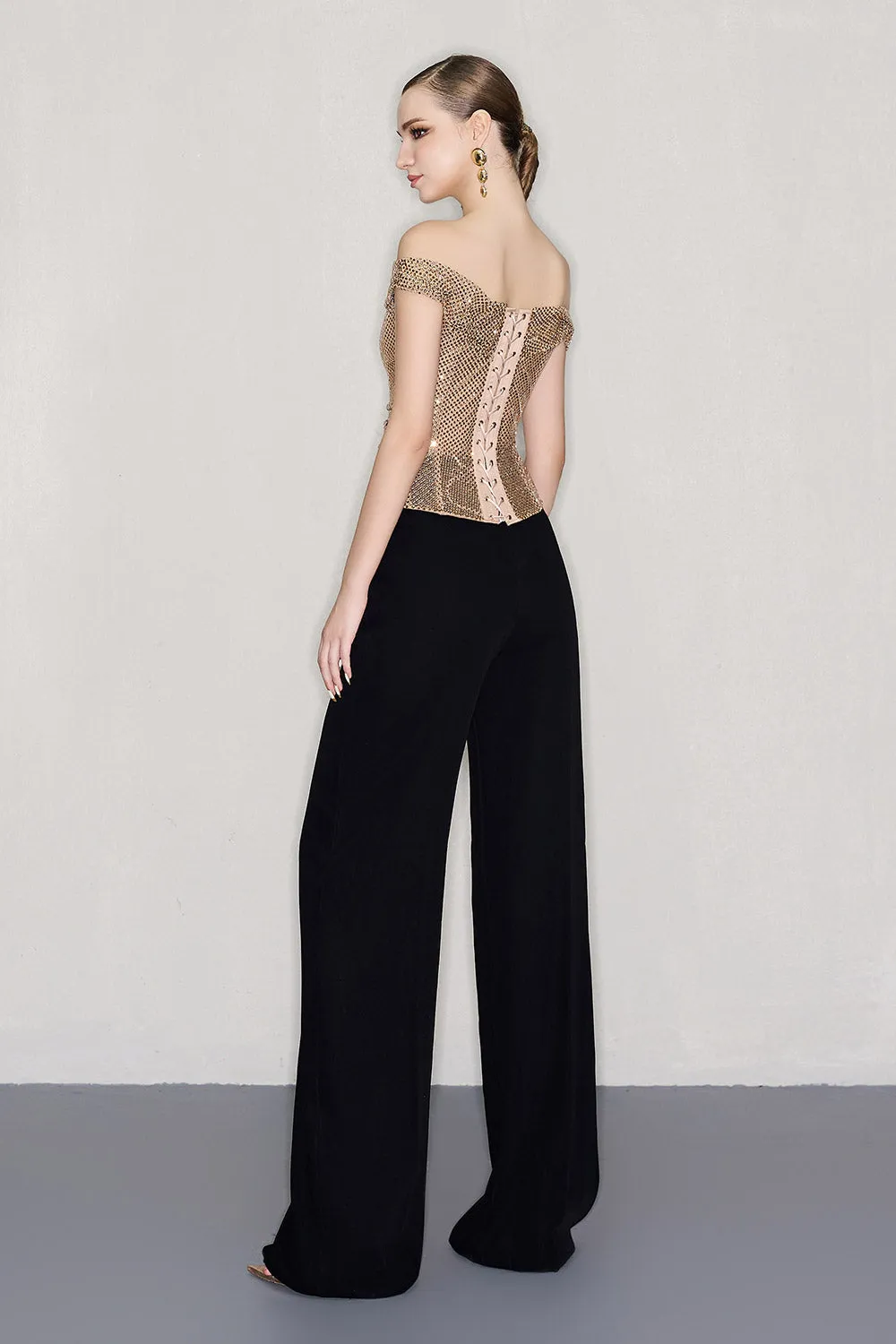 Hadlee Straight Wide Leg Crepe Floor Length Pants