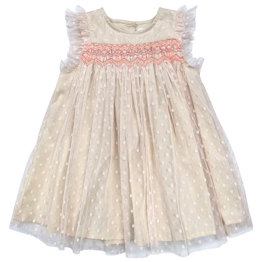 Hand smocked Polka Dots Net Dress