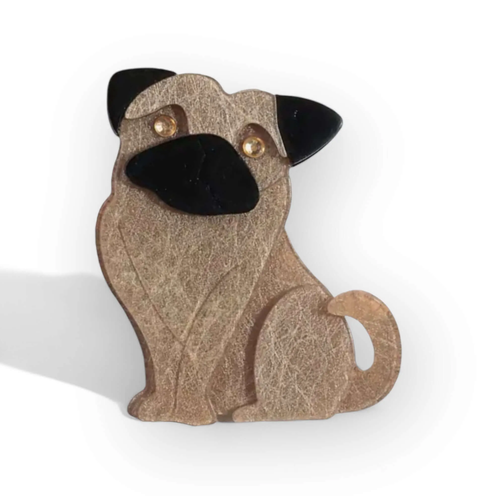 Handmade Acrylic Art Brooch - The Perky Pug