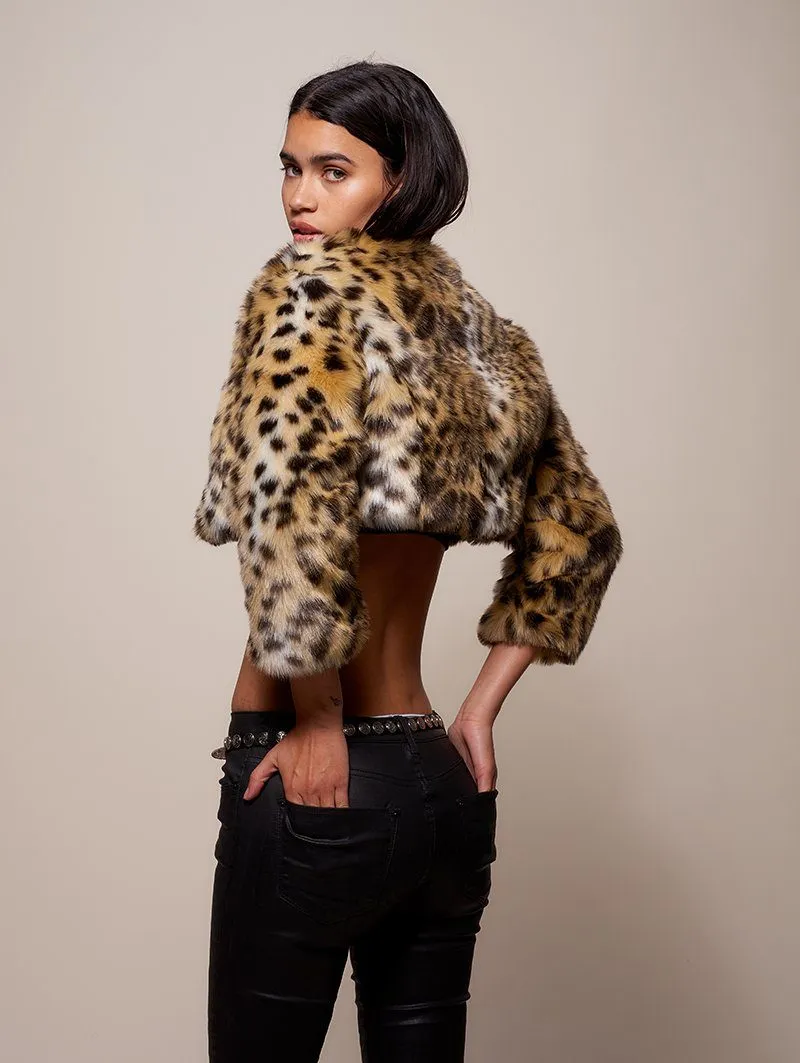 Hoodless Cheetah Faux Fur Crop