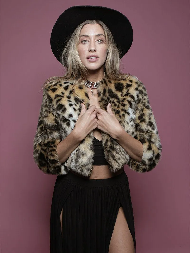 Hoodless Cheetah Faux Fur Crop