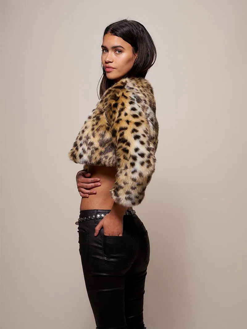 Hoodless Cheetah Faux Fur Crop