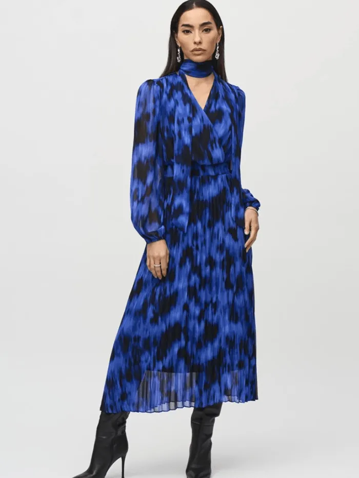 Joseph Ribkoff Chiffon Abstract Print Midi Dress 244924 Col 3296